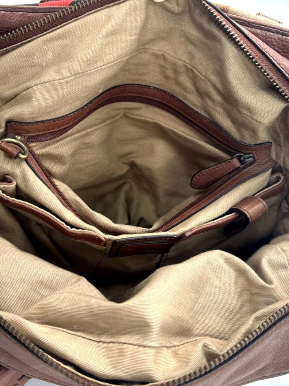 Cole Haan Striped Handbag Brown Leather Canvas Shoulder Aztec Double Handle Boho - Picture 6 of 12